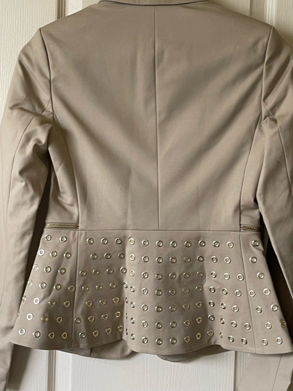 Michael Kors Collection Khaki Peplum Blazer Size 2 Grommet Jacket RARE Sample - Picture 4 of 6